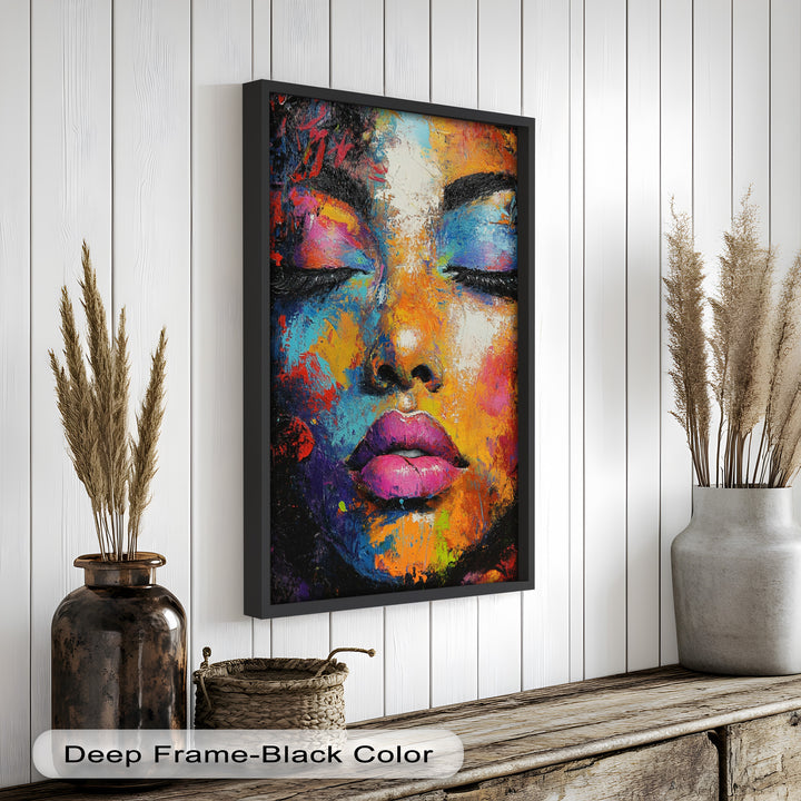 Chromatic Reverie – Bold Female Portrait in Abstract Oil Painting
