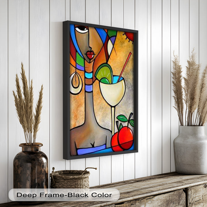 Tropical Gaze – Lebendiges Cocktail Muse Picasso Ölgemälde