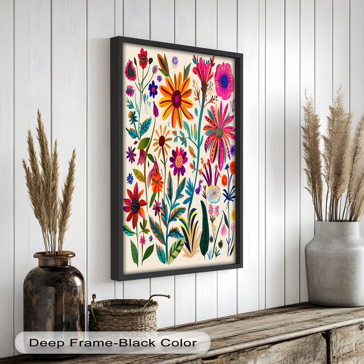 Wild Bloom Symphony – Vibrant Botanical Oil Painting