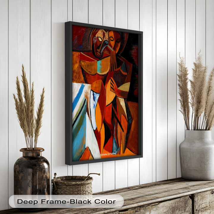 Abstract Embrace Wall Art – Cubist Oil Painting