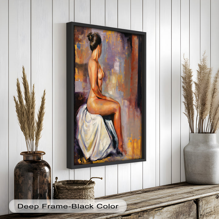Poised in Silence – Figurative Nude Abstract Oil Painting