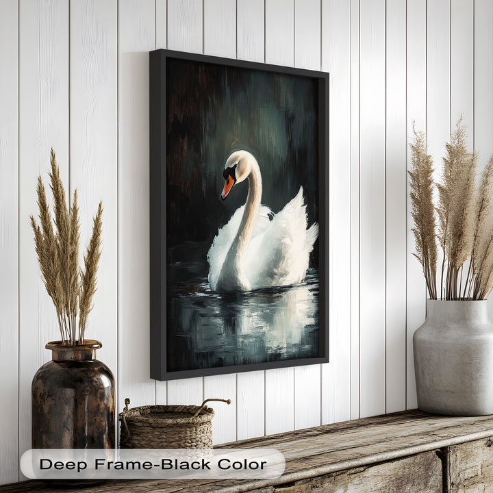Solitary Grace – White Swan Oil Painting