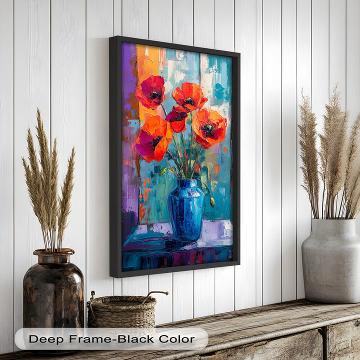 Crimson Blooms – Poppy Flower Oil Painting