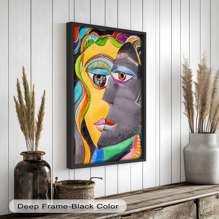 Dual Visions – Vibrant Abstract Faces Picasso Oil Painting