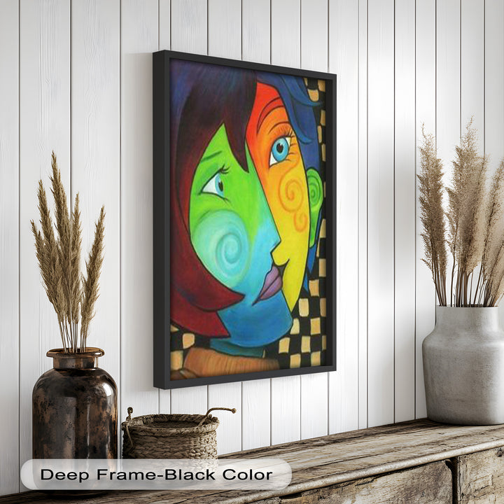 Colorful Duality – Surreal Portrait Fusion in Picasso Oil Painting