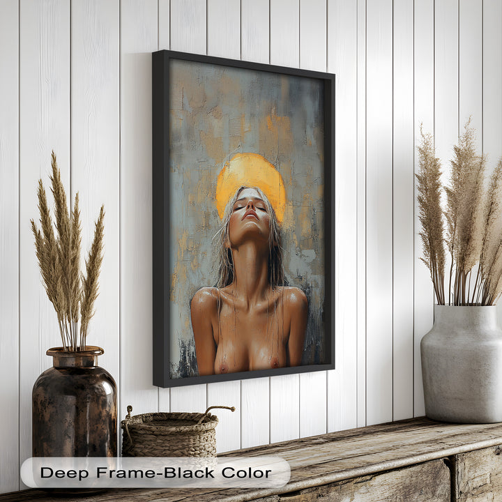 Haloed Grace – Ethereal Nude Portrait Oil Painting
