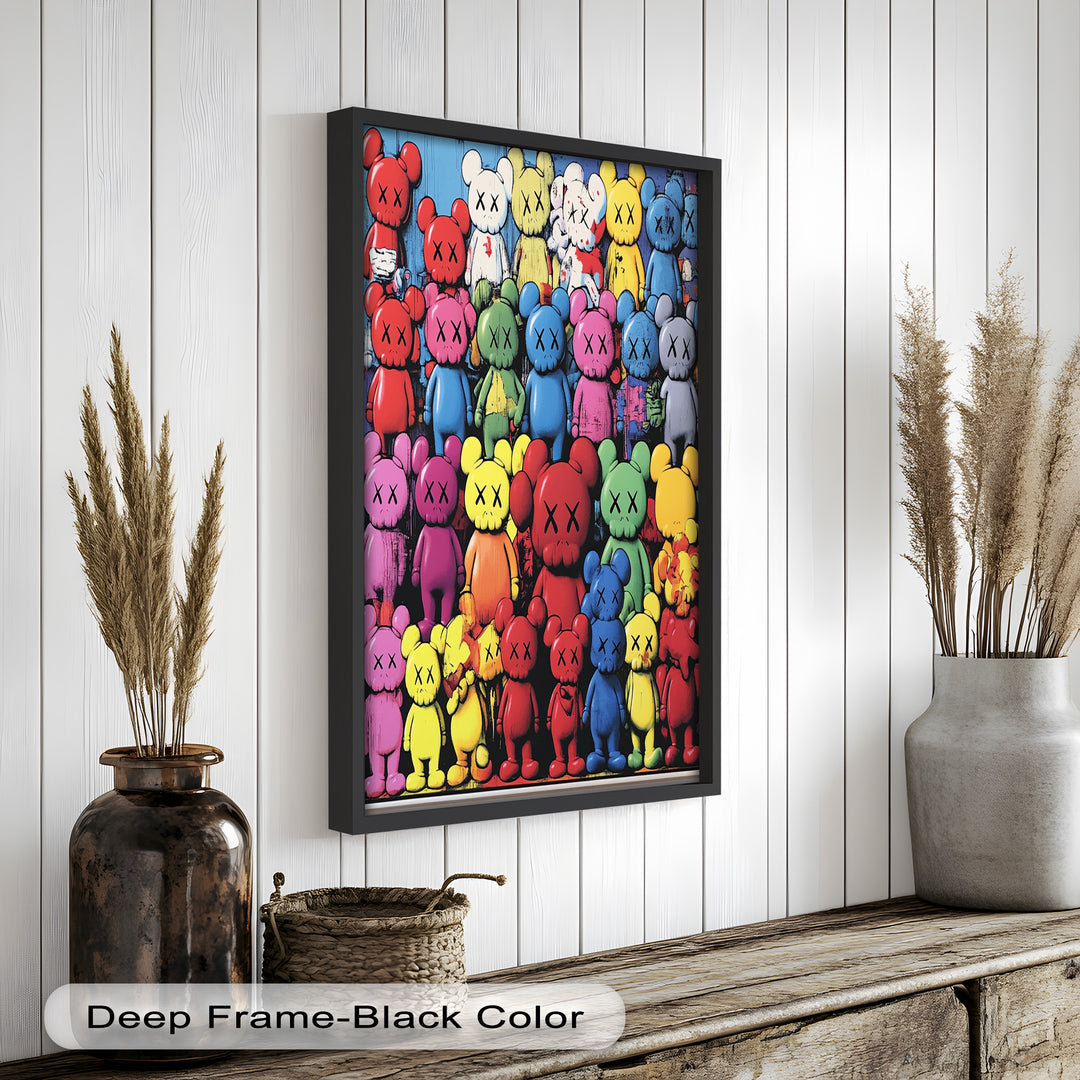 KAWS Rainbow Parade – Mehrfarbiges Pop-Art-Ölgemälde