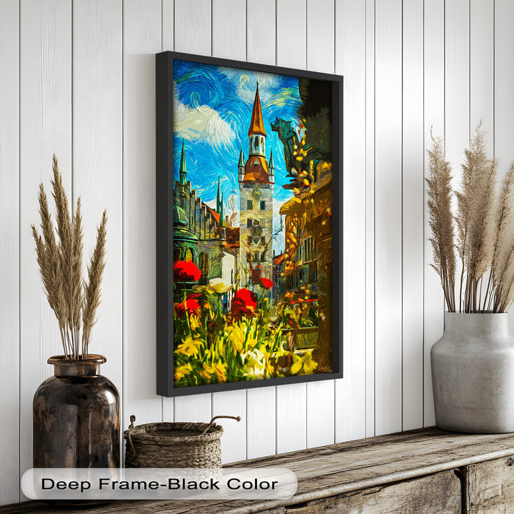 Sunlit Cathedral Square – Vibrant European Cityscape Picasso Oil Painting