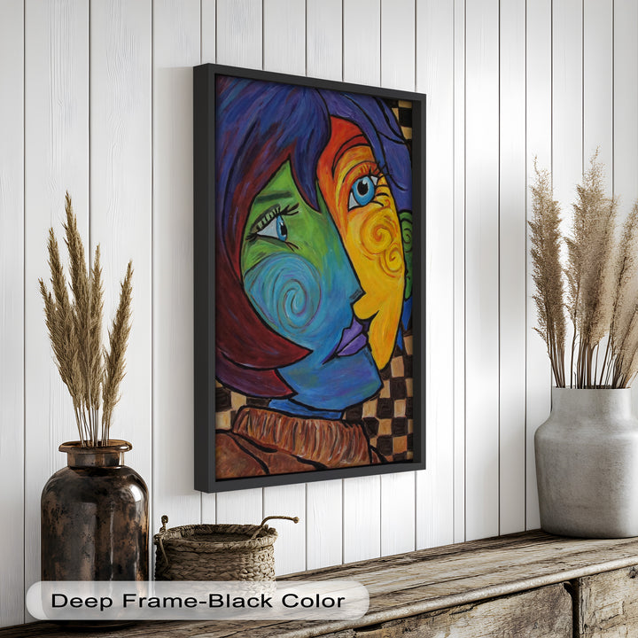 Dual Emotions – Vibrant Abstract Portrait Picasso Oil Painting