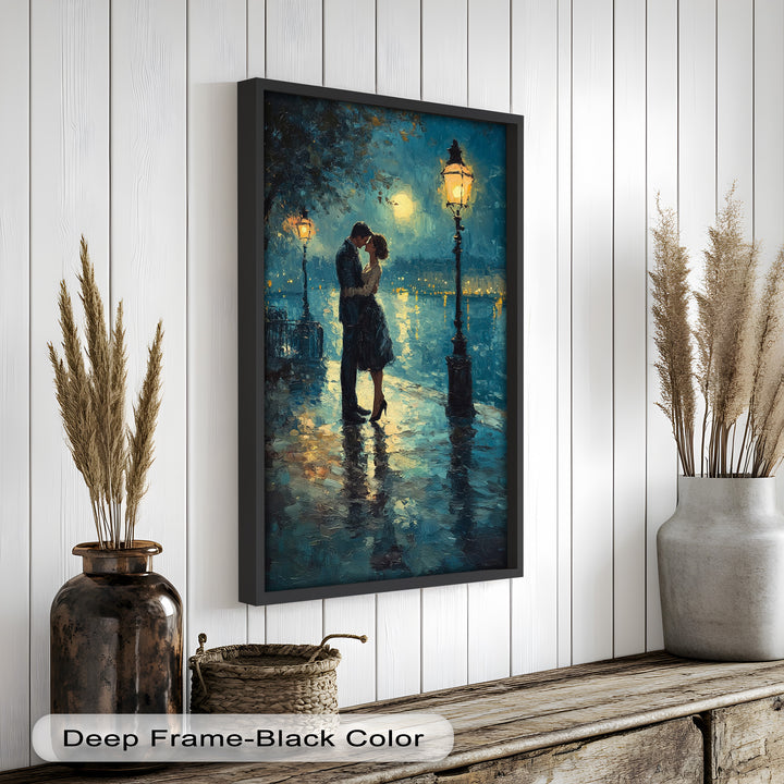 Romantic Couple Under Moonlight - Love Oil Painting
