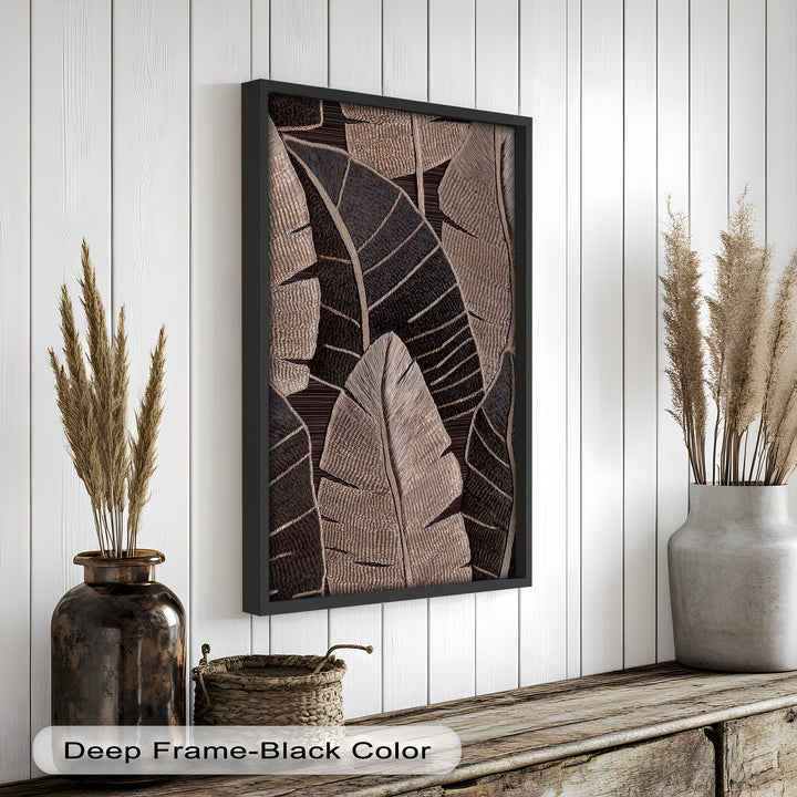 Tactile Tropics – Brown Leaf Composition Flower Oil Painting