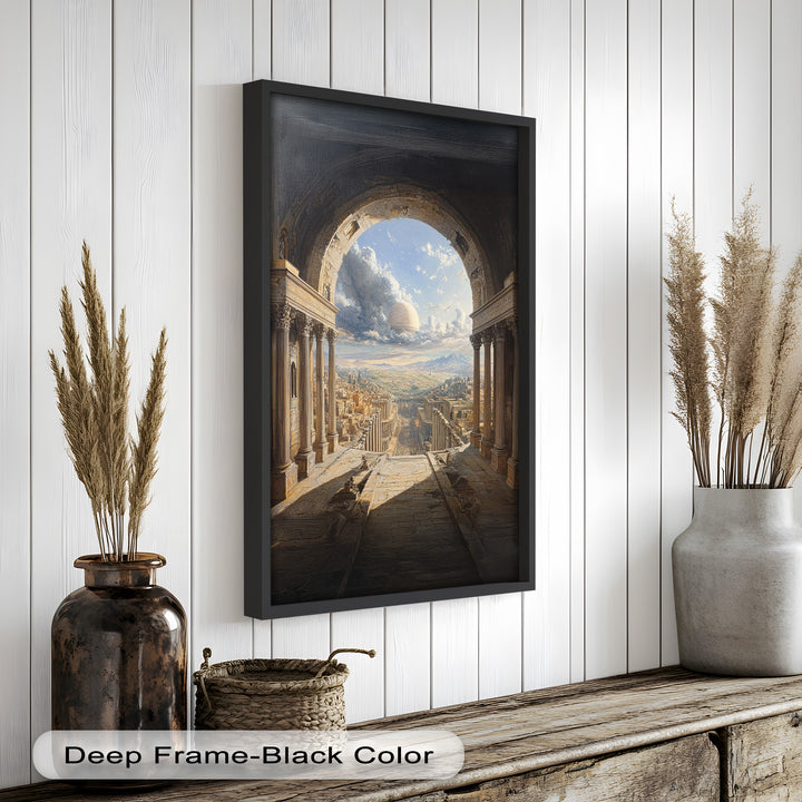 Celestial Archway over an Ancient Metropolis – Renaissance Oil Painting