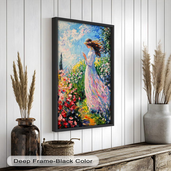 Woman in Floral Crown - Impressionist Oil Painting