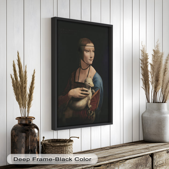Dame mit Hermelin – Renaissance Portrait Historisches Ölgemälde