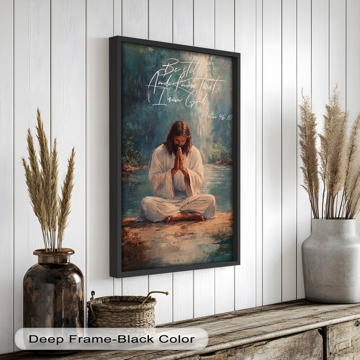 Divine Serenity – Inspirational Painting of Jesus in Reflection
