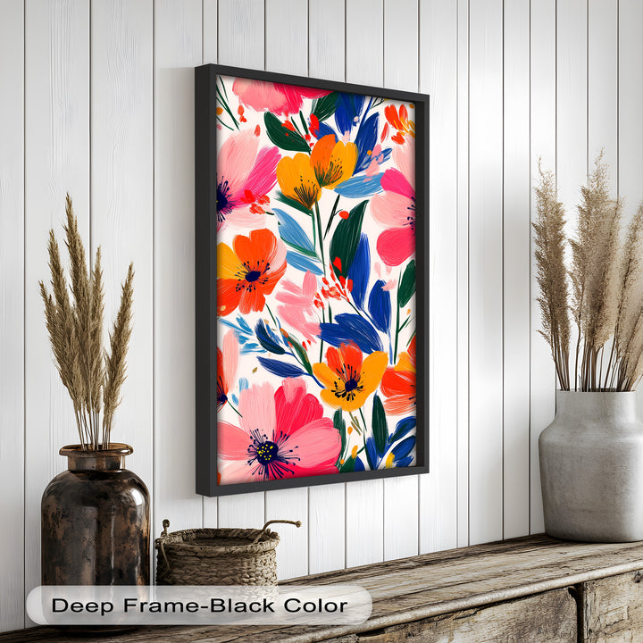 Joyful Bloom Burst – Lebendiges abstraktes Blumenölgemälde