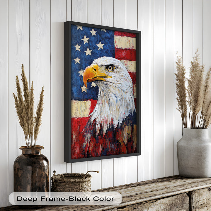 Amerikanischer Weißkopfseeadler Portrait - Patriotisches Ölgemälde