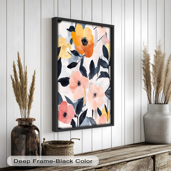 Soft Harmony – Peach and Mustard Floral Oil Painting