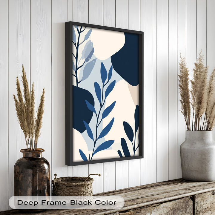 Indigo Serenity – Minimalist Botanical Oil Painting