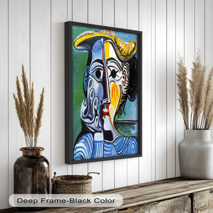 Striped Elegance – Picasso Cubist Portrait Oil Painting