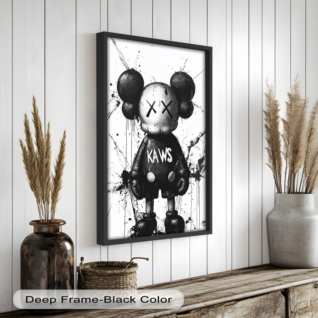 Black & White Figure – KAWS Graffiti Oil Painting