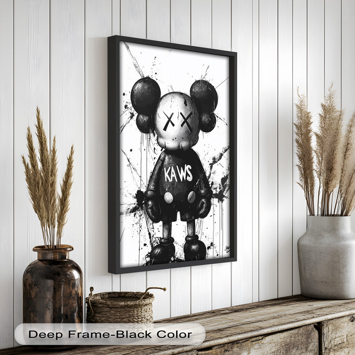 Black & White Figure – KAWS Graffiti Oil Painting