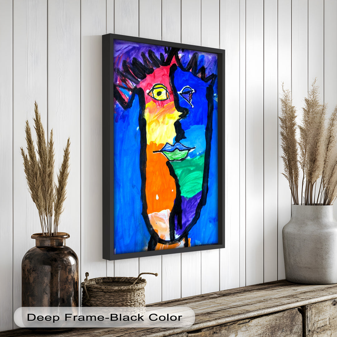 Bunte abstrakte Gesichter als Wandkunst – Pop-Art-Ölgemälde