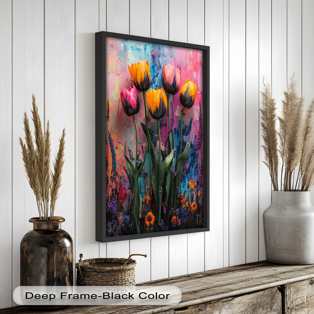 Colorful Tulip Garden - Flower Oil Painting