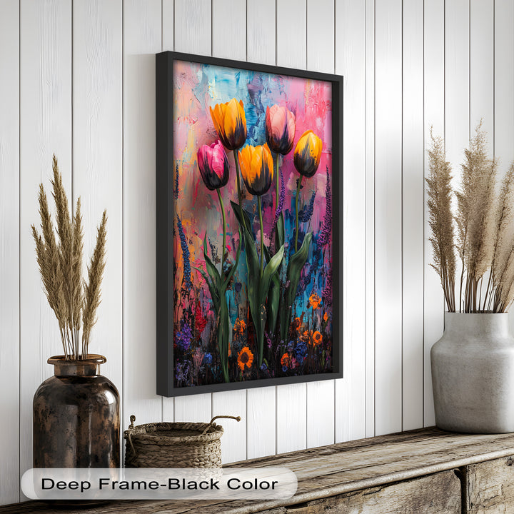 Colorful Tulip Garden - Flower Oil Painting