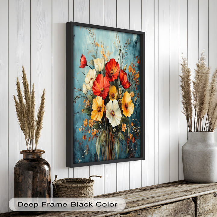Vibrant Harmony – Multicolored Bloom Bouquet Flower Oil Painting