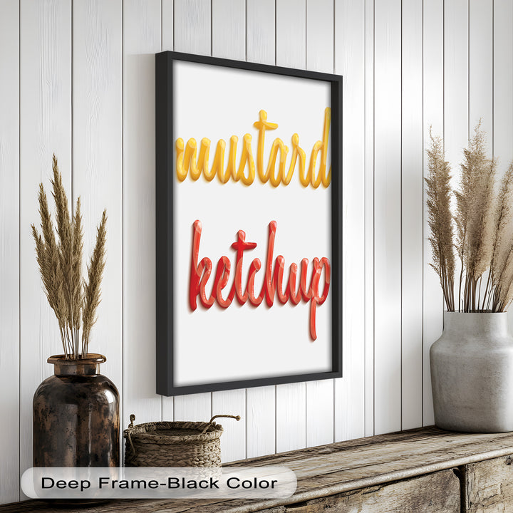 Modern Kitchen Oil Painting – Food Typography Art for Bold Spaces
