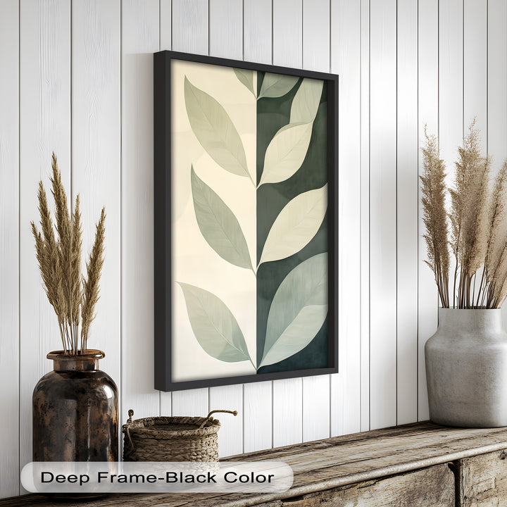 Minimalist Leaf  – Monochrome Botanical Oil Painting