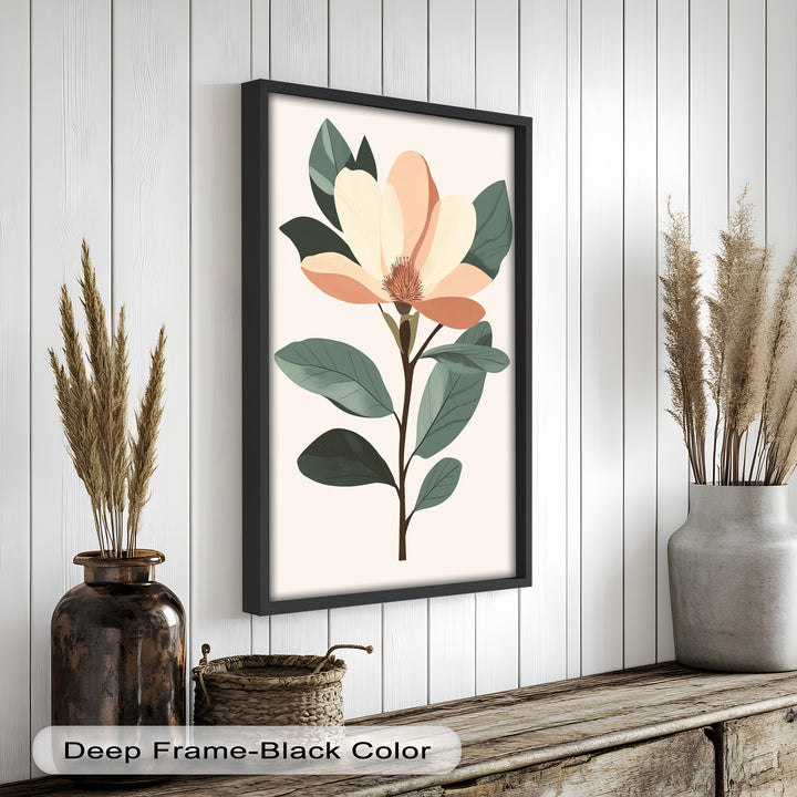 Minimal Magnolia – Elegantes botanisches Ölgemälde