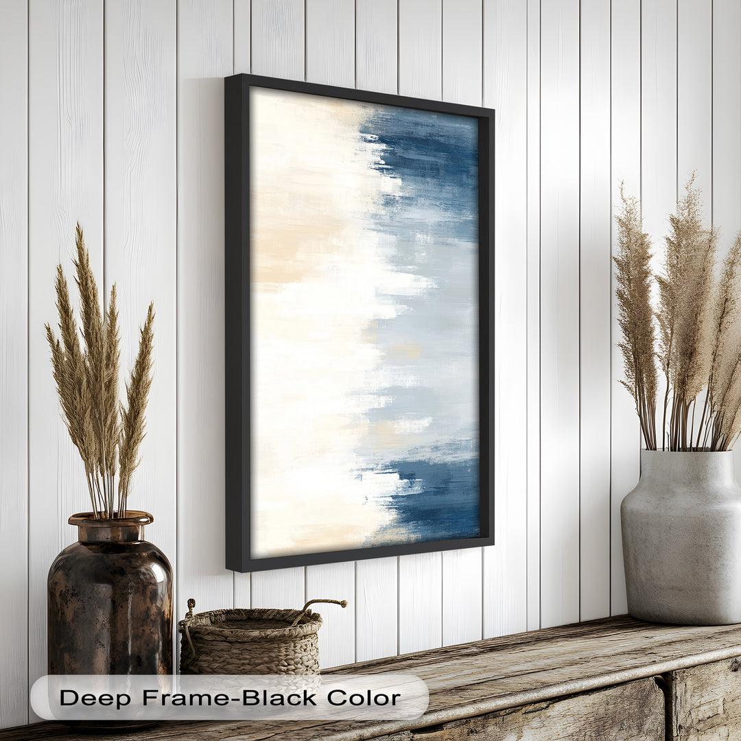 Coastal Drift – Ruhiges Blau und Sand Abstraktes Ölgemälde