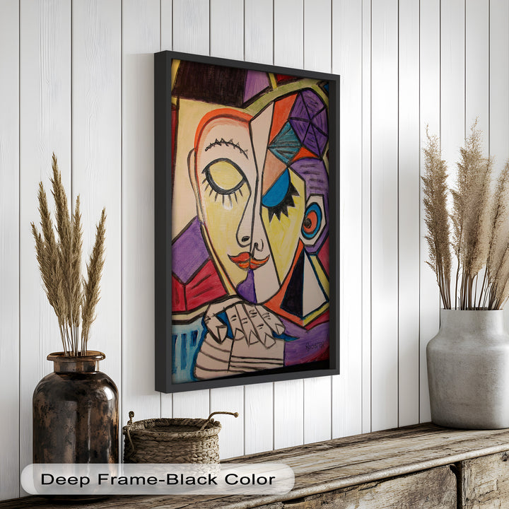 Unified Gaze – Dual Expression Abstract Picasso Oil Painting