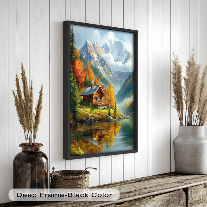 Herbst-Retreat – Berghütte am Lake Hudson River Ölgemälde