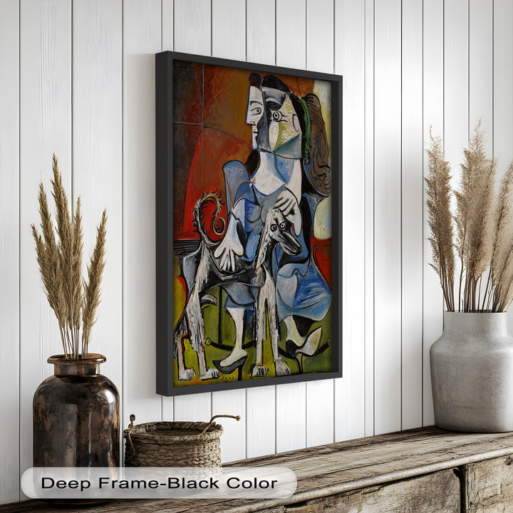 Loyal Companion – Picasso Style Woman with Dog Oil Painting
