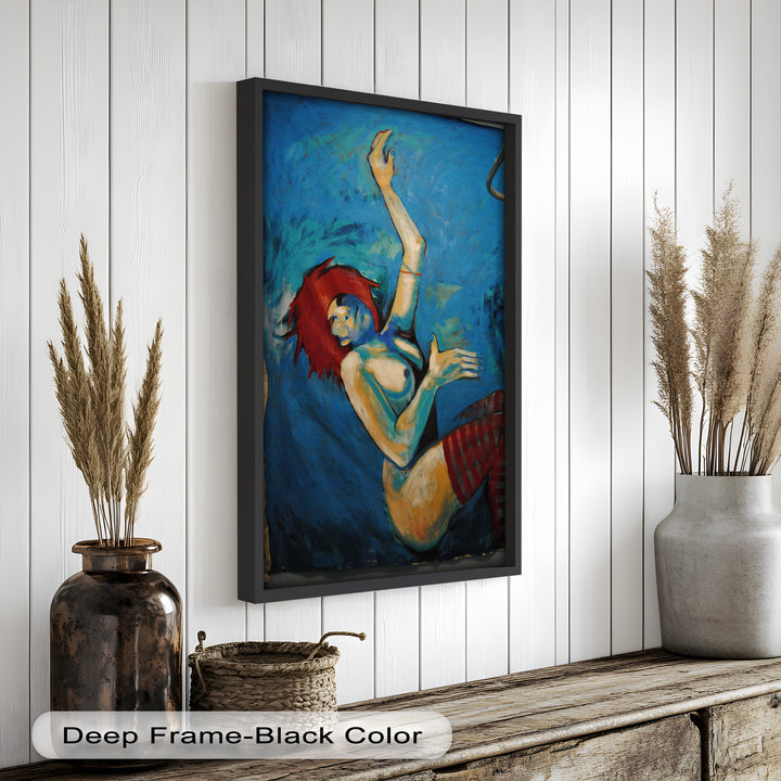Descent in Blue – Expressionist Female Nude Picasso Oil Painting