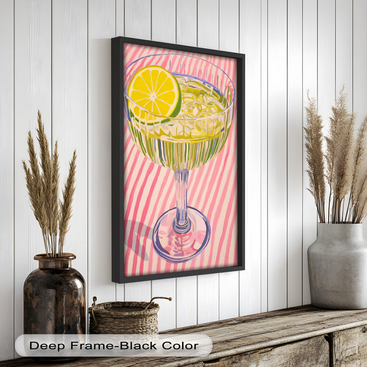 Lime Cocktail Pop Art – Modern Pink Kitchen Decor Oil Painting