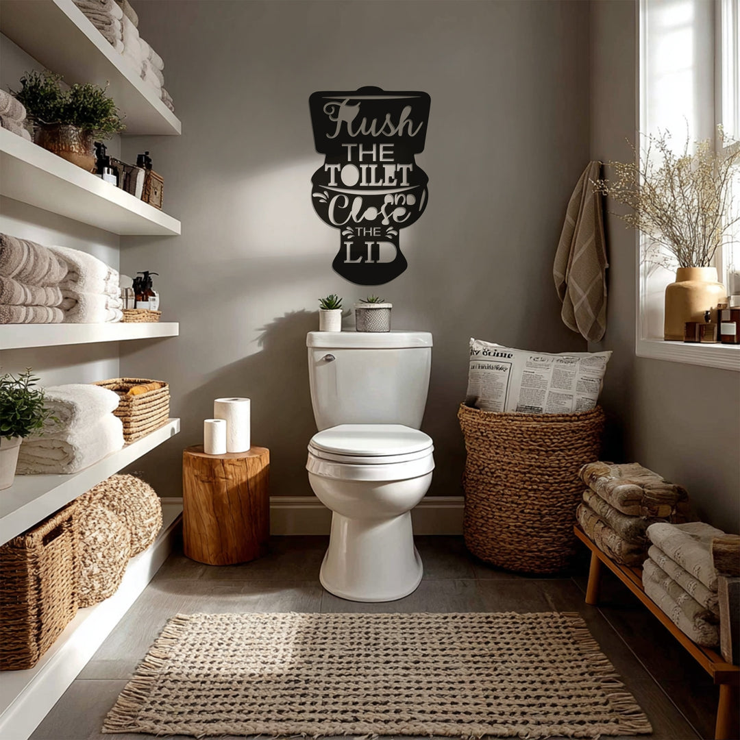 Flush & Close – Toilet Quote Metal Wall Art Sign