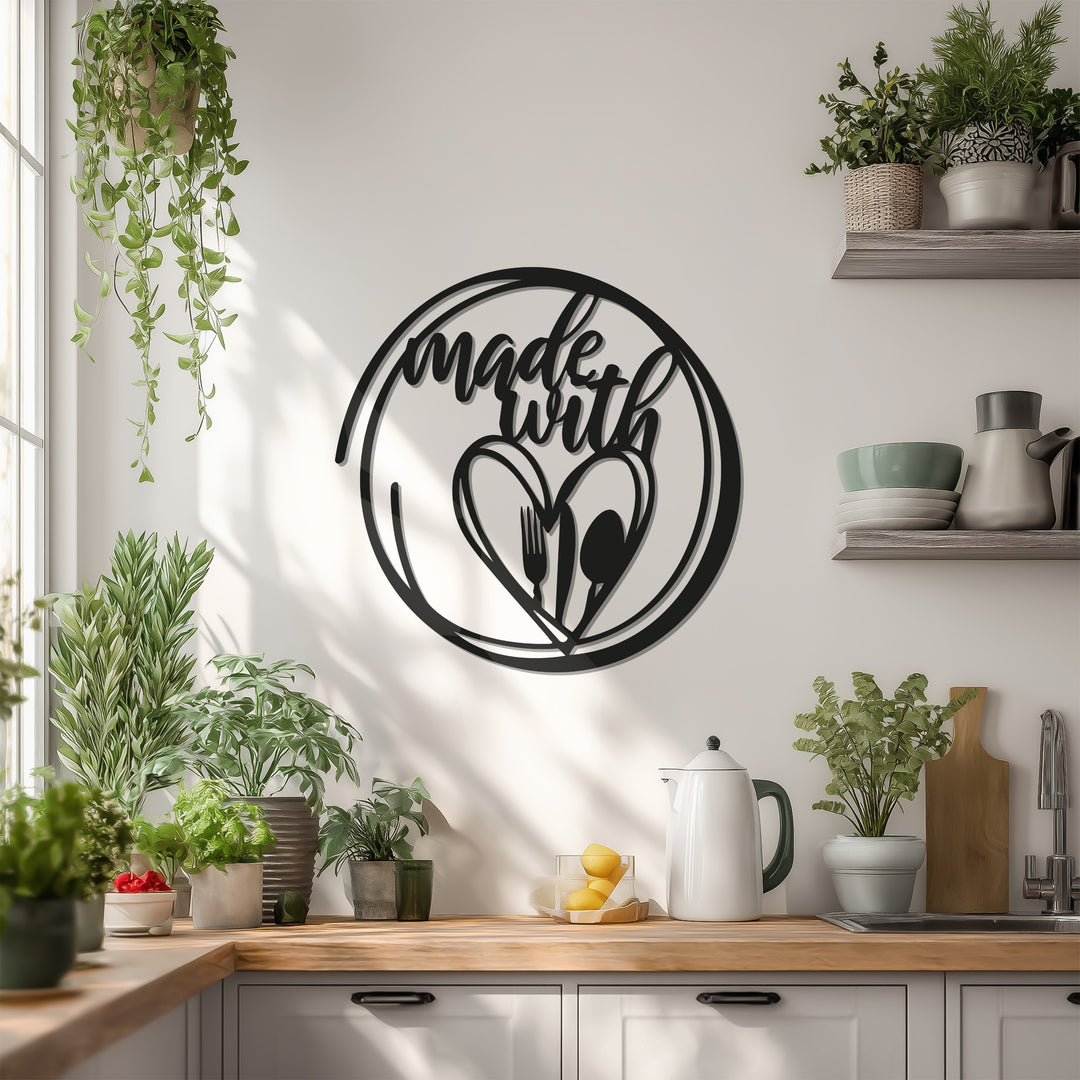 Made With Love – Heart & Cutlery Kitchen Metal Wall Art
