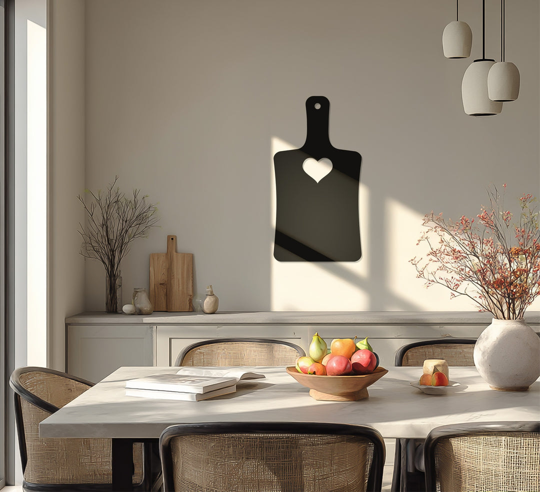 Heart Cutout Cutting Board – Minimalist Kitchen Metal Wall Art