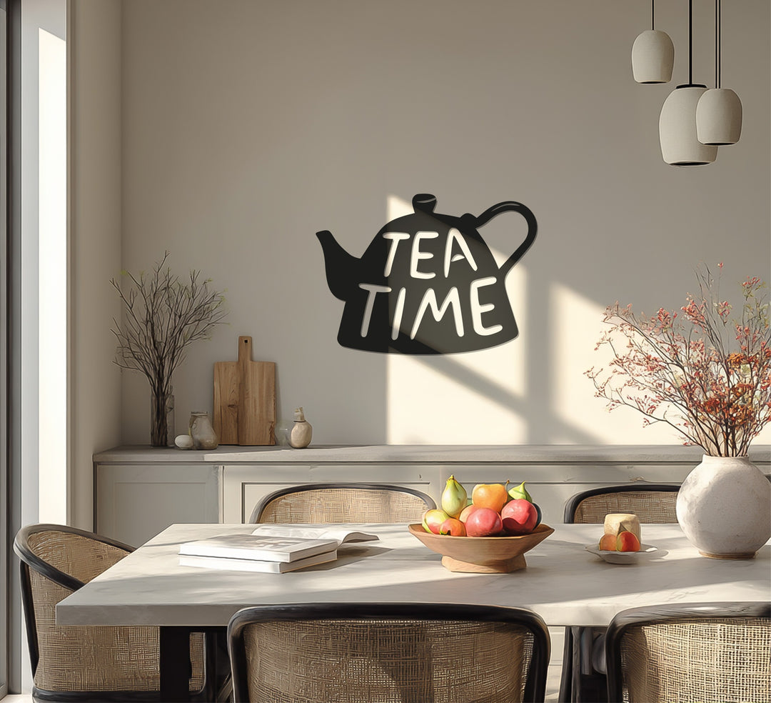 Tea Time Metal Wall Art – Modern Kitchen & Café Decor