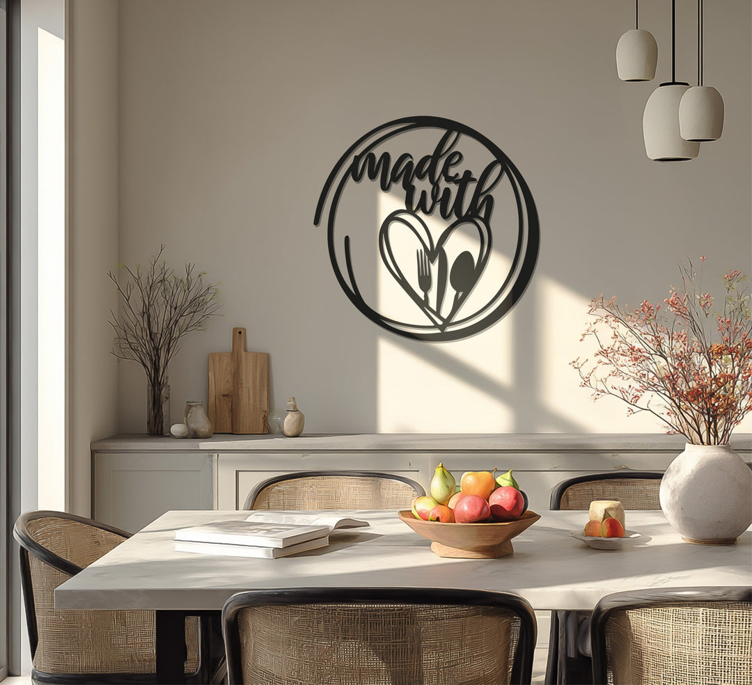 Made With Love – Heart & Cutlery Kitchen Metal Wall Art
