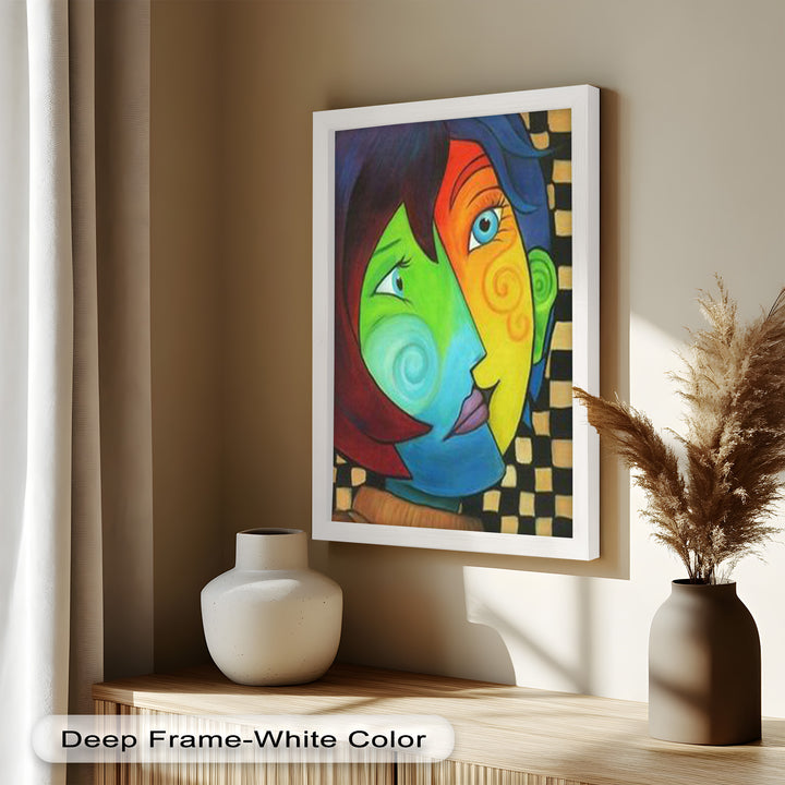 Colorful Duality – Surreal Portrait Fusion in Picasso Oil Painting