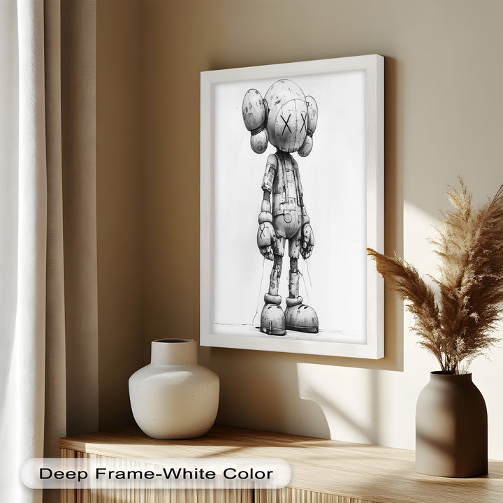 Timber Companion – Monochrome KAWS Oil Painting