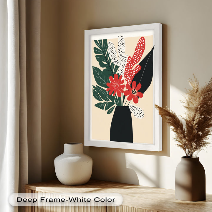 Purpurrote Blüte in monochromer Vase – Modernes florales Ölgemälde