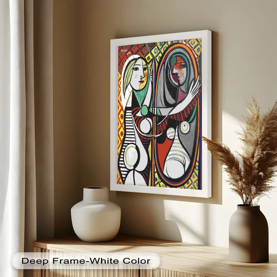 Dynamic brushstrokes create a feeling of motion in this reflected identity mirror portrait, a compelling piece of oil painting artwork inspired by Picasso.