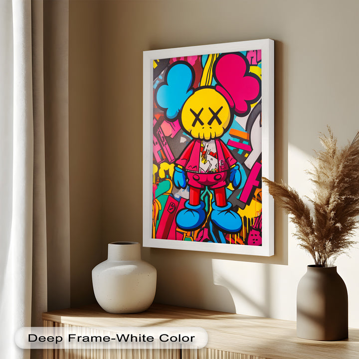 Neon Rebellion – KAWS Graffiti Ölgemälde