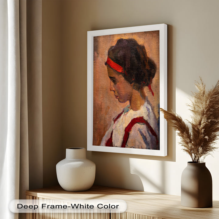 Side Portrait of a Young Woman in Red Ribbon - Picasso Oil Painting